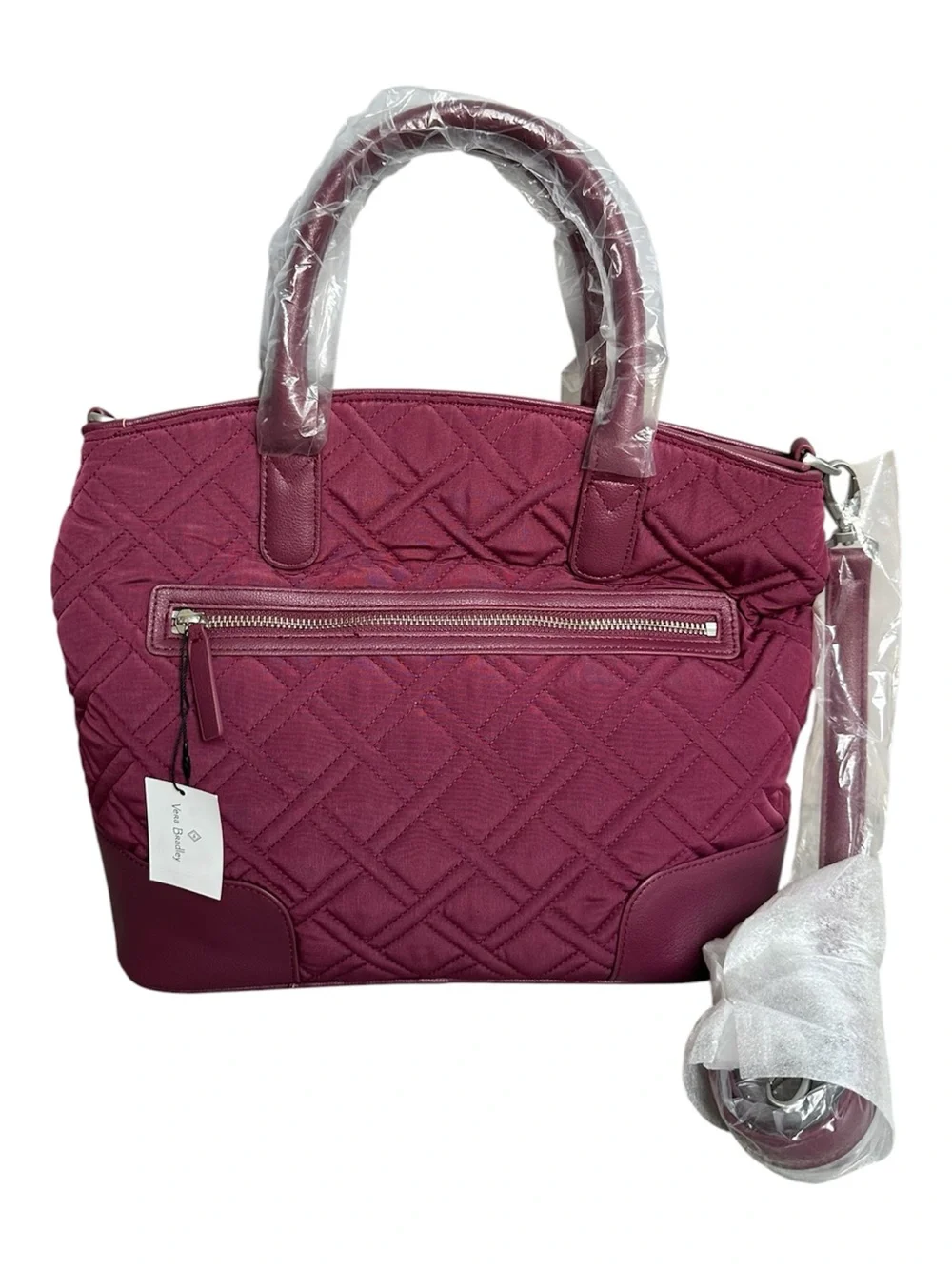 VERA BRADLEY Day Off Satchel Quilted Crossbody Bag Purse Burgundy/Plum NWT (1/2)